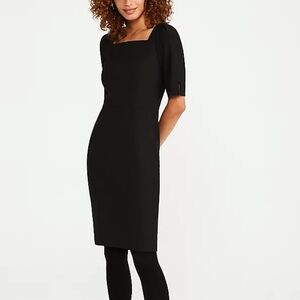 NWT Ann Taylor Black Square Neck Sheath Dress Sz 12